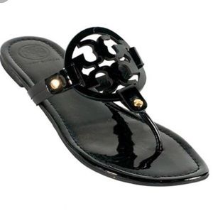 Tory Burch black patent leather sandals size 9
